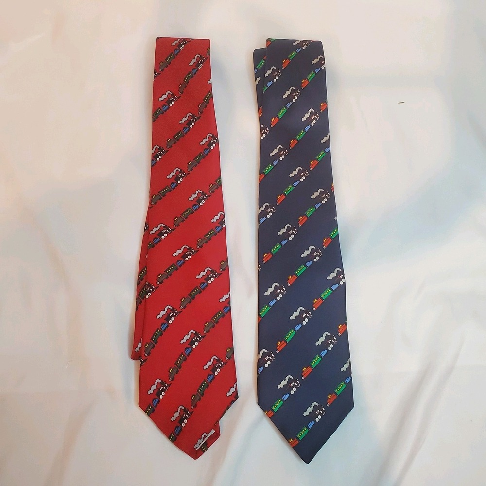 Tie Choo Choo‎ Train Engine Lot Of 2 100% Silk by Horchow And Trifles